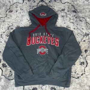 Ohio State Buckeyes Hoodie Scarlet & Gray Pullover Gray Red Size M